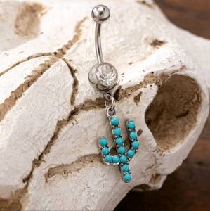 Turquoise Cactus Belly Ring